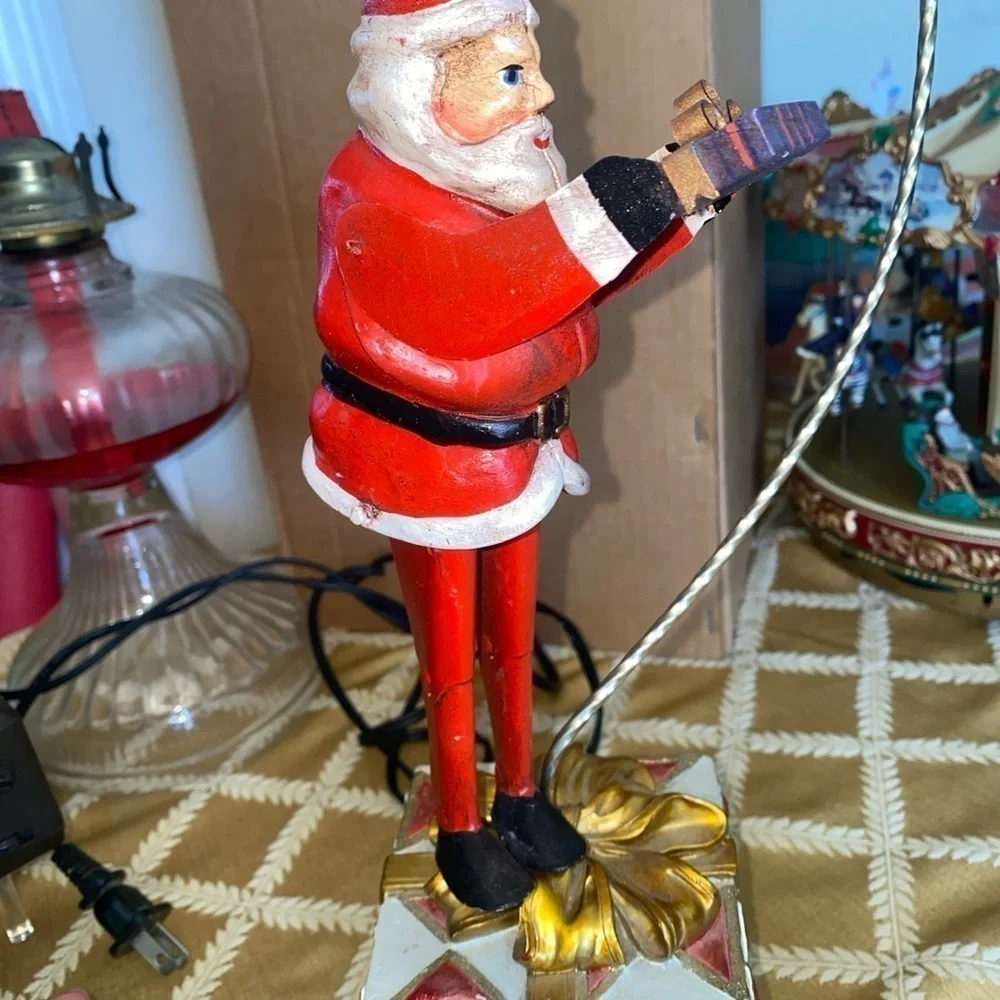 Vintage Metal Santa Claus‎ Ornament Christmas, Santa with present